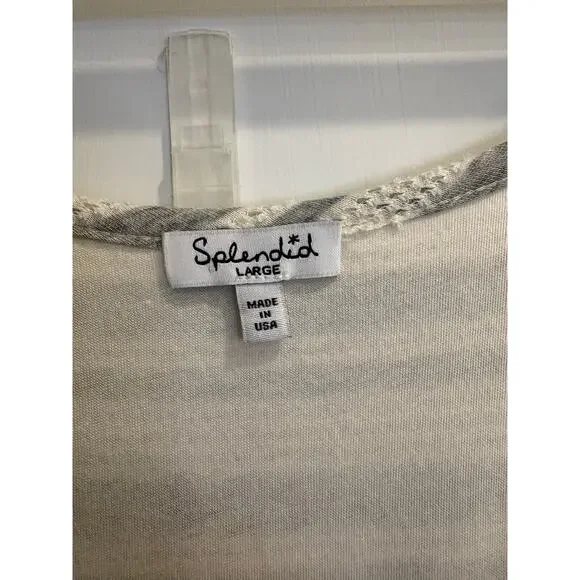 Splendid Marina Eyelet Maxi Dress Spaghetti Strap Long Striped Slit Dress, Gray - Picture 5 of 5